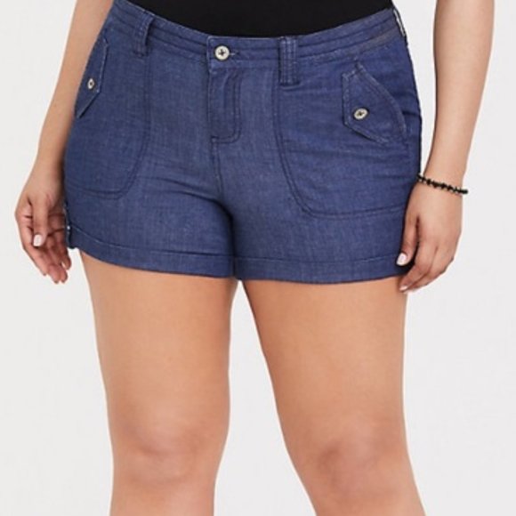 torrid Pants - Torrid Military Shorts--Chambray Medium Wash